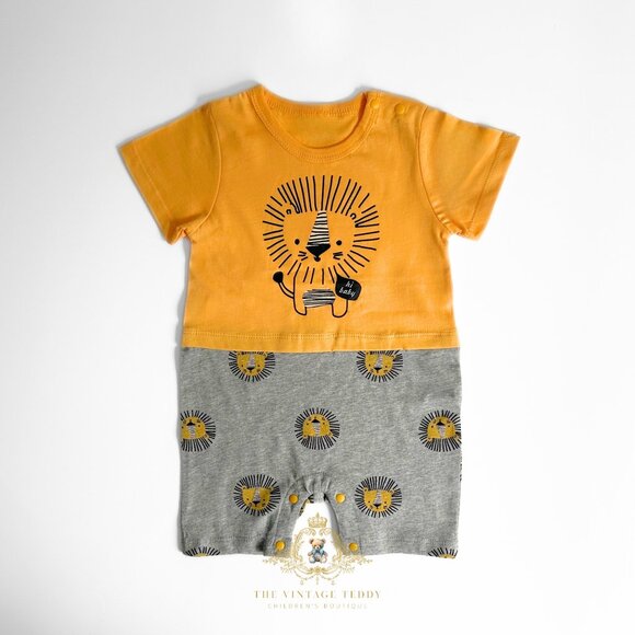 NWT Cute Boys Romper One-Piece T-shirt & Pants Baby Outfit Little Lion 9-12M - Picture 1 of 3